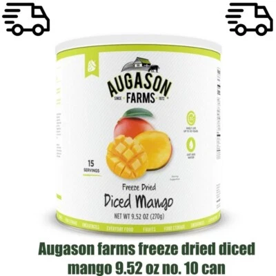 Augason farms freeze dried diced mango 9.52 oz no. 10 can
