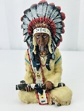 Vintage Native American Chief Sitting Figurine Statue Indian 6.5in