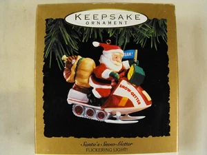 1993 Hallmark Keepsake Magic Ornament SANTA'S SNOW-GETTER - Flickering Light NEW - Picture 1 of 3