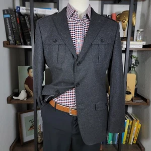 Banana Republic Men's Flannel Sport Coat Three Button Gray Wool Tailored Fit 42R - Picture 1 of 19