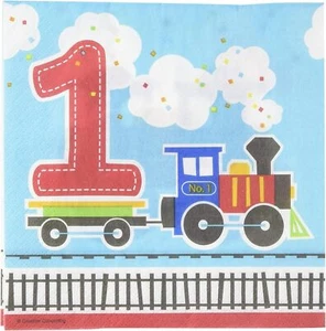 All Aboard Train Tank Engine Kids 1st Birthday Party Luncheon Paper Napkins - Picture 1 of 1