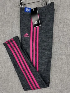 Adidas Youth 3-Stripe Active Jogger Pants Black Heathered Pink Stripe Size L-14 - Picture 1 of 6