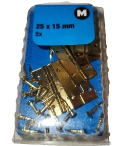 Schatullen Scharnier vermessingt 25x15 mm 5 stück mit Nägel - Bild 1 von 1