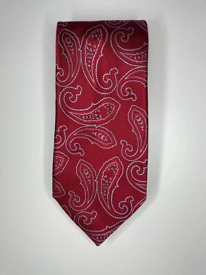 Corbata Tasso Ella / Rojo Azul Paisley / 100% Seda / L-58 pulgadas y W-3,5 pulgadas Foto 1 de 4