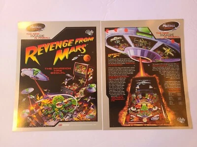 BALLY / Pinball 2000 REVENGE FROM MARS Set of 2 PAIR NOS Pinball Machine Flyers - Image 1 of 4