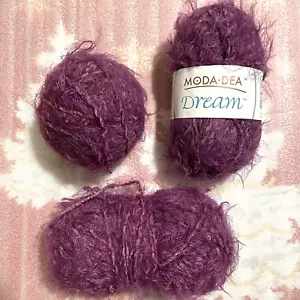 Mode Dea Dream Yarn Medium 4 #3503 Plum Nylon Acrylic Total: 5 oz Italy Lot of 3 - Picture 1 of 8