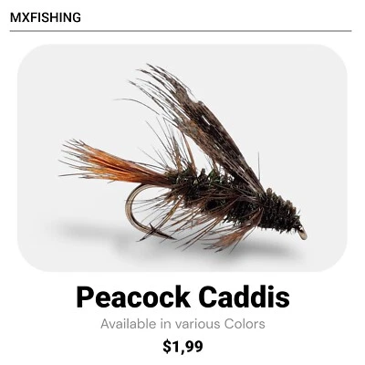 3pcs Peacock Caddis Nassfliege Nymphen Fliegenfischen Angelköder Forelle Äsche - Bild 1 von 2