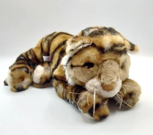 Vintage German Sigikid Laying Striped Tiger Cub Plush Germany Stuffed Animal - Picture 1 of 14