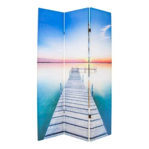Canvas Beach and Jetty Room Divider Screen - Picture 1 of 4