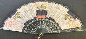 SOUTH OF THE BORDER, S.C. Pedro Icons & Phrases HAND HELD FOLD-UP FAN 17" x 9" - Picture 1 of 3