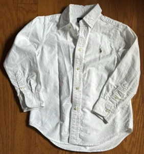 Polo Ralph Lauren Little Boy's Cotton Shirt, White, Size 5 Long sleeve Logo - Picture 1 of 4