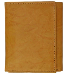Tan RFID Blocking Men's Genuine Leather Trifold Wallet - Picture 1 of 9