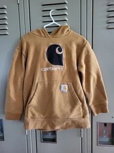 Carhartt Youth Boys Hoodie Pullover Sweatshirt Brown Logo Kids Size 6 - Picture 1 of 10