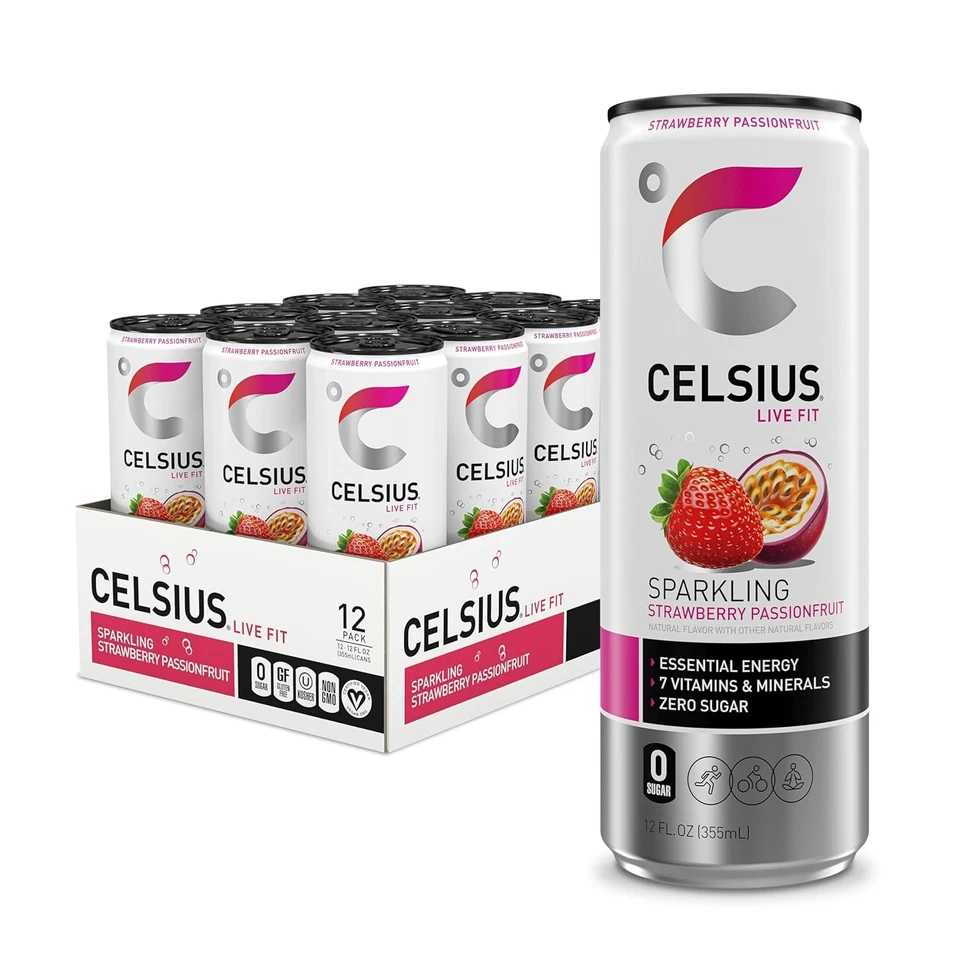CELSIUS Sparkling Strawberry Passionfruit Sugar Energy Drink 12 Fl Oz (Pa