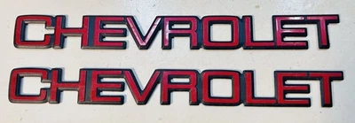 Two  GENUINE GM 10120236 CHEVY CHEVROLET EMBLEM - RED ORIGINAL OEM 12 1/4" - Image 1 of 4