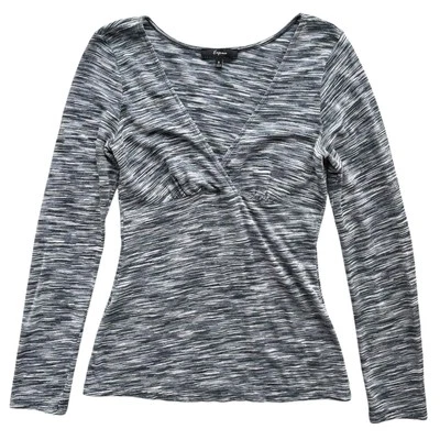 Top Express Mujer S Gris Plateado Metálico Tinte Espacial Cuello en V Manga Larga Y2K 42487 Foto 1 de 4