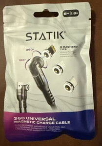 Statyk 360 czerwony. Uniwersalny magnetyczny kabel ładujący 6 stóp / 1,8 m z 3 magnetycznymi końcówkami - Zdjęcie 1 z 2