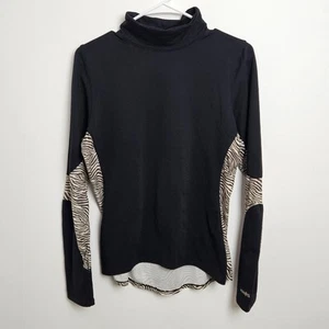 Kerrits Womens Top Sz L Pullover Poly Stretch Longsleeve Equestrian Black Zebra - Picture 1 of 6