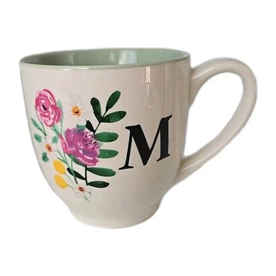 Nueva Taza Té Café Cacao Chic Flor Expresión Moderna Inicial M Taza Foto 1 de 4