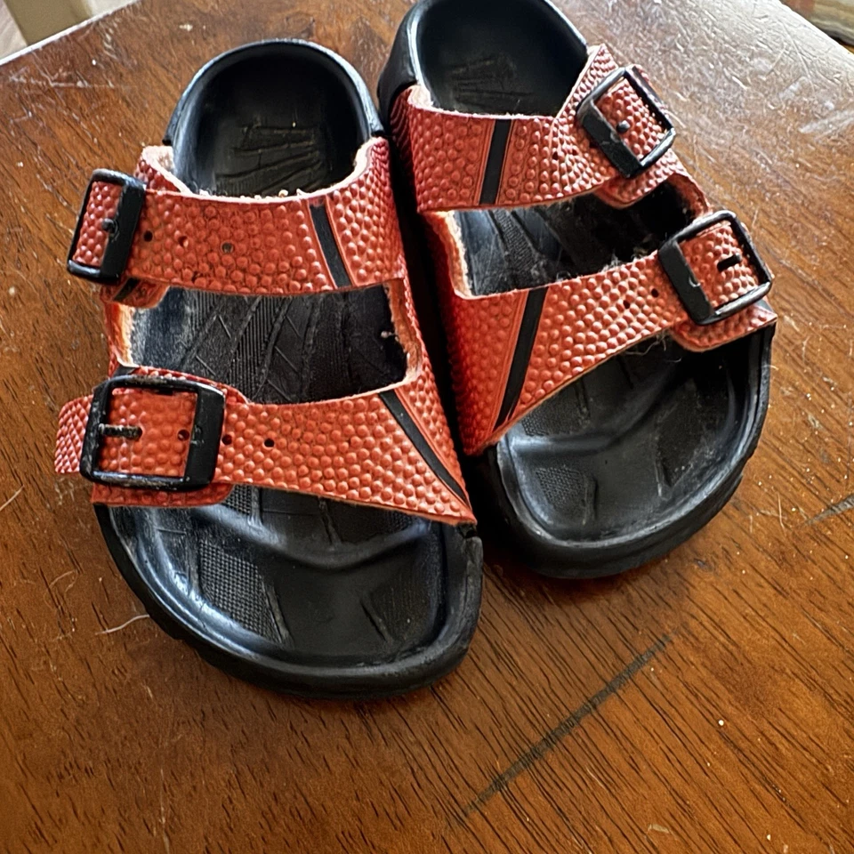 Birkenstock Youth Birki’s Vegan Barbados Strappy Sandal Orange Black Size 6-6.5 - Image 1 of 4