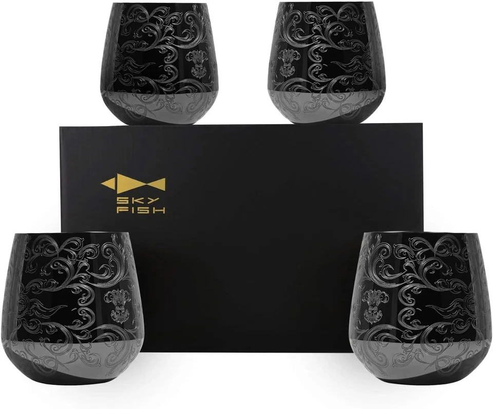 Bicchieri Da Vino in Acciaio Inossidabile, Set Di 4 Bicchiere Da Cocktail Neri S - Immagine 1 di 4