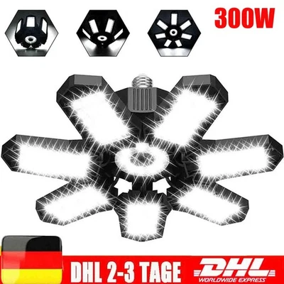 300W LED Garagenleuchte E27 Garagenlicht Deckenleuchte Garagenlampe Baustrahler~ - Bild 1 von 4