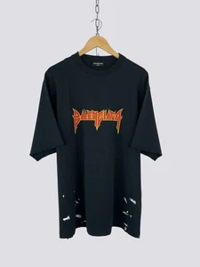 Balenciaga Metallica Graphic Print Cotton Oversized Fit T-Shirt Black Size M - Picture 1 of 14