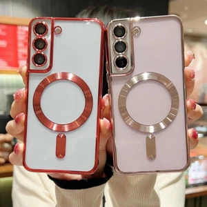 Clear TPU Case Lens Glass MagSafe Magnetic Charging fo Samsung S24 S23 S22 S21 - Picture 1 of 33