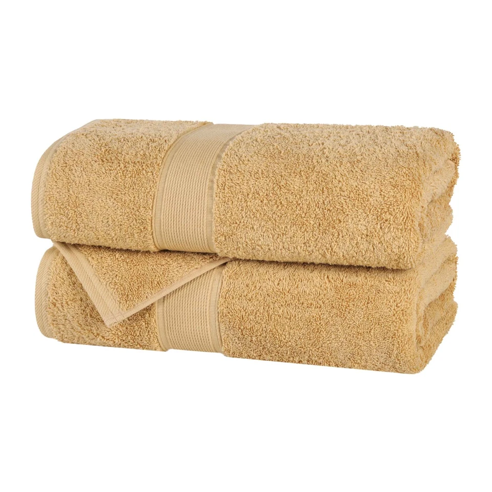 Juego de 2 sábanas de baño lisas de felpa gruesa 100 % algodón orgánico Oregon Foto 1 de 3