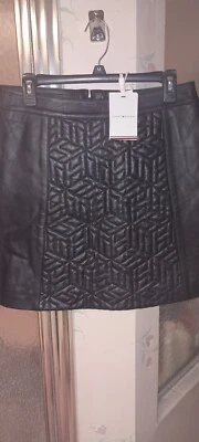 NWT Tommy Hilfiger Quilted Leather Skirt Black size 8 - Image 1 of 4