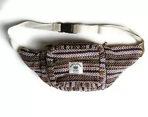 Riñonera tejida a mano de algodón cáñamo bandolera festival vacaciones bolsas de viaje - Imagen 1 de 9