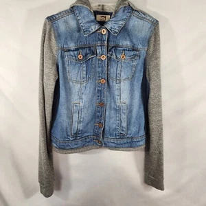 Lei Junior Girls Blue Jean Vest Hoodie Sweatshirt Size S (CH-17) - Picture 1 of 8