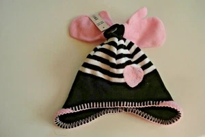 Juego de sombrero y guantes para niñas tejido corazón a rayas talla única 2-4T - Imagen 1 de 2