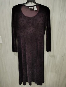 Studio Ease Women's Purple Velvet Burnout Long Maxi Dress 12P Whimsigoth Fairy - Picture 1 of 8
