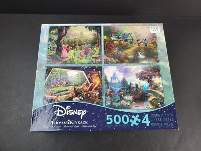 Thomas Kinkade 4 rompecabezas Disney 500 piezas Mickey Blancanieves Cenicienta durmiendo Foto 1 de 4