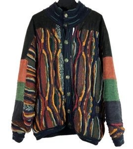 Fits L XL Rare Vintage Coogi Suede + Wool Sweater Coat Jacket - Picture 1 of 7