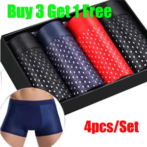 4PCS Mens Bamboo Fiber Underwear Shorts Ice Silk Mesh Boxer Briefs fo Men Gift - Picture 1 of 13