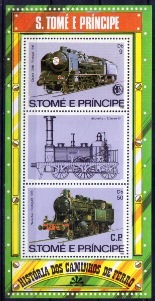 Sao Tome 1982 MNH SS, Train, Railways, Transport   - Image 1 of 1