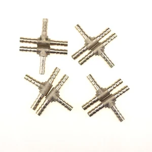 8Pcs Brass Hose Barb Fitting Pipe Tubing Splicer Fuel Water Gas Tee3 Way 1/4"6mm - Picture 1 of 8