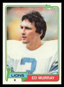 1981 Topps Eddie Murray Rookie Football Card #440 Detroit Lions RC Kicker