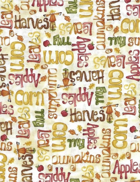 Tela Otoño Acción de Gracias - Feliz Cosecha Food Words Beige - Patio Gallo Rojo Foto 1 de 1