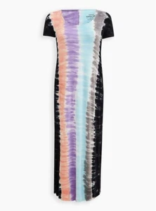 Maxi Vestido Torrid Tie Dye Negro Rosa Púrpura Nuevo con Etiquetas Nuevo 0X - Imagen 1 de 4
