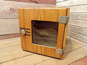 Vintage Antique Wooden Sterilizer Barber Shop Cabinet With Glass Shelves - Picture 1 of 9