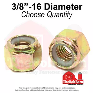 3/8"-16 Grade 8 Nylon Insert Lock Nuts Zinc Yellow Coarse Thread (Pick Qty) - Picture 1 of 7