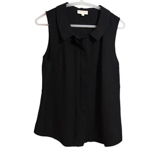 Modcloth Black Sleeveless Button Up Blouse Sleek Neutral Size L - Picture 1 of 7