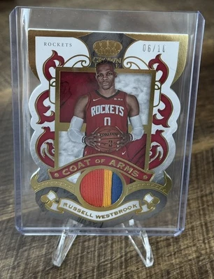 Parche troquelado usado del juego 2022-23 Panini Crown Royale Russell Westbrook/10 Rockets Foto 1 de 3