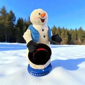RARE HTF Vintage Gemmy Singing Spinning Snowflake Snowman - Partially Working - Picture 1 of 23
