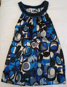 Medium LOTS OF LOVE by SPEECHLESS Blue, Grey, & Black Silky Tank Top - Picture 1 of 3
