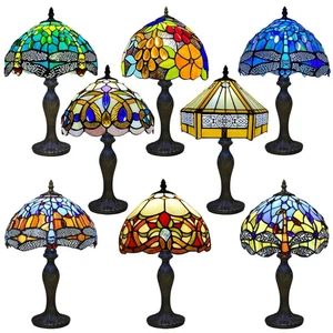 Tiffany Style Table Lamp Handcrafted Art Stained Glass Bedside Lamps Desk Light - Picture 1 of 34