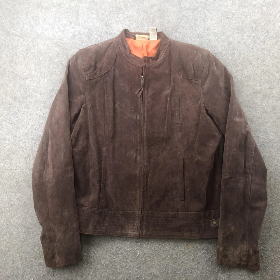 RuffHewn Leather Jacket Womens Large Brown Suede Zip Front Moto Collar Lined - Image 1 of 4